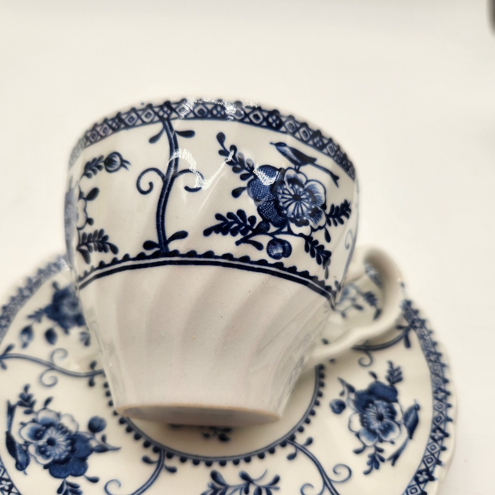 Johnson Brothers Indies Blue Ironstone Cup and Saucer Set Made in England Floral - Picture 5 of 11